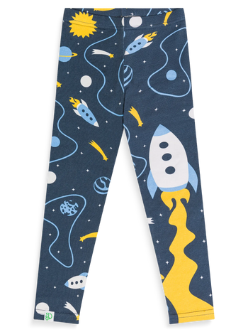 Legging en coton rigolo pour enfants Fusée et espace