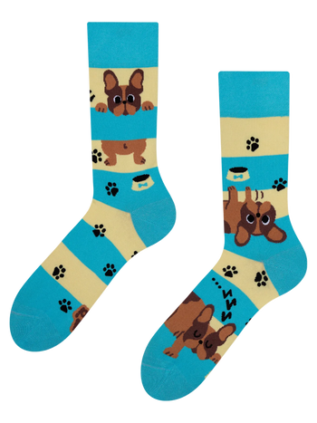Chaussettes rigolotes Chiens et rayures