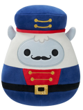Peluche Squishmallows de 20 cm Yuri le Yéti blanc en tenue de casse-noisette bleue