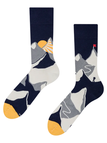Chaussettes rigolotes en fibres de bambou Coucher de soleil sur la montagne