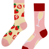 Chaussettes rigolotes Champagne avec des fraises