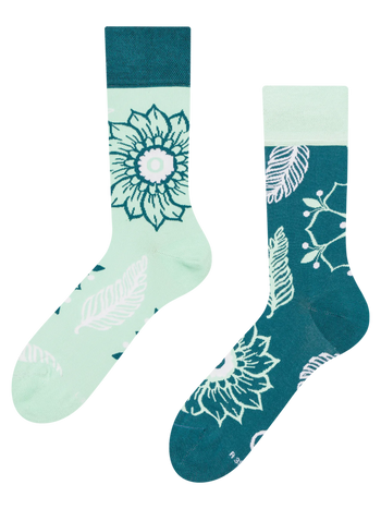Chaussettes rigolotes Mandala et feuilles