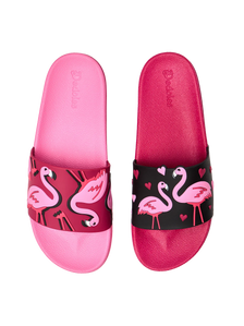 Sandales rigolotes pour enfants Cœurs et Flamants roses