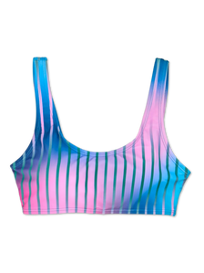 Haut de bikini de sport rigolo Rayures violettes