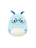 Peluche Squishmallows de 20 cm Cordelia bookworm bleue portant des lunettes décorées de fleurs