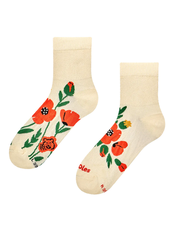 Chaussettes mi-mollet anti-stress Champ de coquelicots