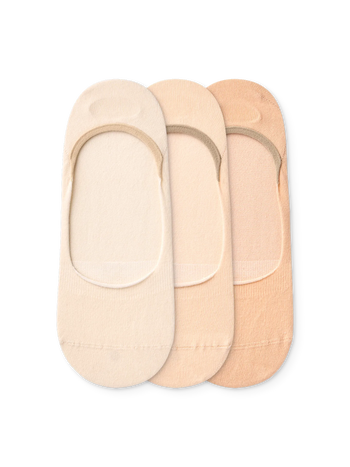 Paquet de 3 paires de chaussettes invisibles beiges classiques en coton