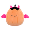 Peluche Squishmallows de 20 cm Margie la citrouille orange pastel en costume de diable rose