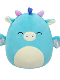 Peluche Squishmallows de 20 cm Tatiana le dragon bleu sarcelle foncé aux yeux fermés
