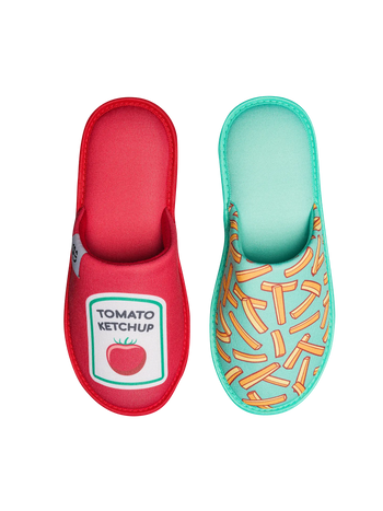 Pantoufles rigolotes Frites et ketchup
