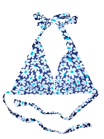 Haut de bikini triangulaire rigolo Marguerites bleues