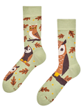 Chaussettes rigolotes en fibres de bambou Hibou marron