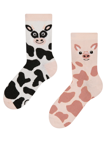 Chaussettes rigolotes pour enfants Vache et cochon