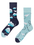 Chaussettes rigolotes en fibres de bambou Avions en papier et nuages