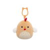 Peluche Squishmallows de 9 cm accrochable Rutie le coq brun au ventre fleuri