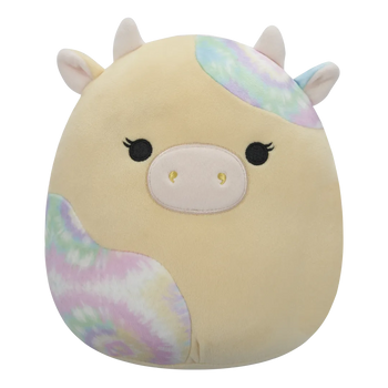 Peluche Squishmallows de 20 cm Rina la vache jaune aux taches tie-dye