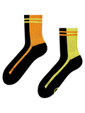 Chaussettes mi-mollet fonctionnelles rigolotes Rayures orange et vert citron