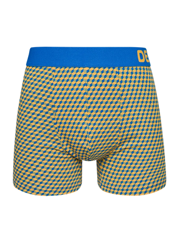 Boxer à motifs bleu et jaune pour hommes