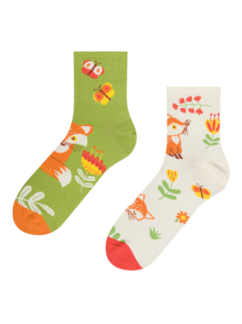 Chaussettes mi-mollet rigolotes Renard et Papillons