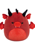 Peluche Squishmallows de 20 cm Salami le dragon rouge avec des yeux en colère et un ventre étincelant