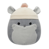 Peluche Squishmallows de 20 cm Camilo le chinchilla gris au bonnet tricoté beige