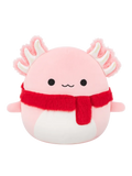 Peluche Squishmallows de 30 cm Archie l'axolotl rose arborant une écharpe duveteuse