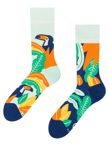 Chaussettes rigolotes Toucan et feuilles