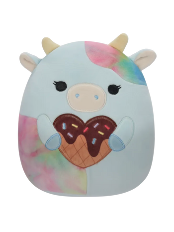 Peluche Squishmallows de 20 cm Caedia la vache à taches bleues