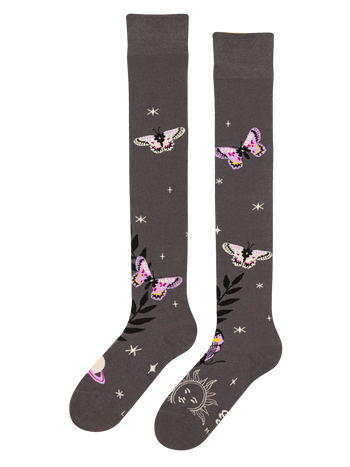 Chaussettes rigolotes hautes au-dessus des genoux Papillons de nuit