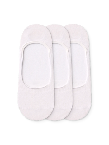Paquet de 3 paires de chaussettes invisibles blanches classiques en coton