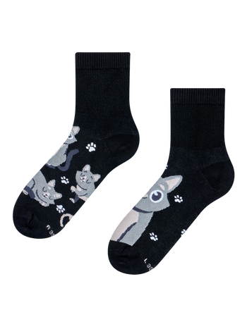 Chaussettes mi-mollet anti-stress Chat gris