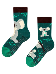 Chaussettes antidérapantes pour enfants Koala et feuilles