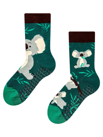 Chaussettes antidérapantes pour enfants Koala et feuilles
