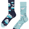 Chaussettes rigolotes en fibres de bambou Avions en papier et nuages