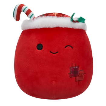 Peluche Squishmallows de 20 cm Carrie le sac cadeau en tissu patchwork faisant un clin d'œil