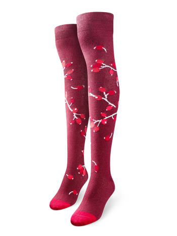 Chaussettes rigolotes hautes au-dessus des genoux Églantiers mûrs