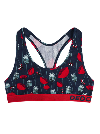 Bralette rigolote pour femmes Coccinelles et fleurs de pavot