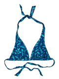 Haut de bikini triangulaire rigolo Fleurs turquoises
