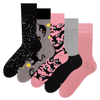 Lot de 5 paires de chaussettes rigolotes Chats roses
