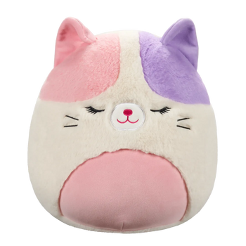 Peluche Squishmallows de 30 cm Fuzzamallows Nell le chat calicot rose et violet