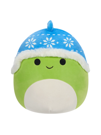 Peluche Squishmallows de 20 cm Danny le dinosaure vert portant un chapeau bleu