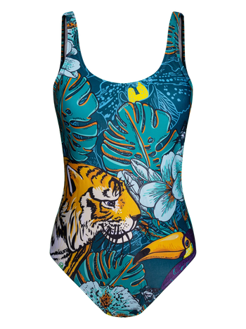 Maillot de bain une pièce rigolo pour femmes Jungle tropicale