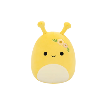 Peluche Squishmallows de 20 cm Zarina la limace banane jaune avec des fleurs