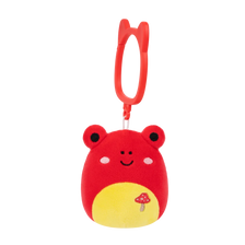Porte-clés peluche Squishmallows de 9 cm Obu la grenouille tropicale rouge avec broderie de champignon
