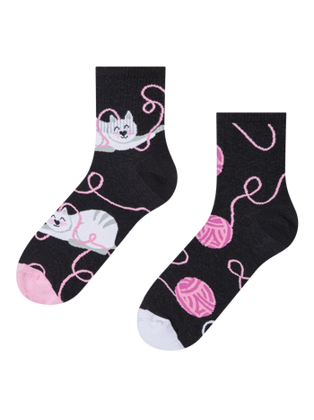Chaussettes mi-mollet rigolotes Chat et balle