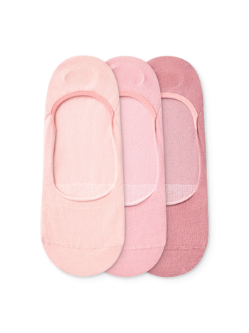 Paquet de 3 paires de chaussettes invisibles roses poudrées en coton