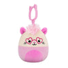 Peluche Squishmallows de 9 cm Clip-On l'opossum rose