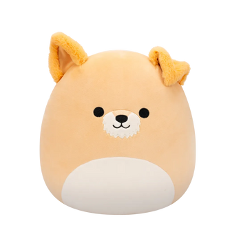 Peluche Squishmallows de 30 cm Cooper le chien brun au ventre blanc