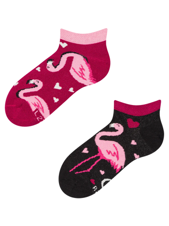 Socquettes rigolotes pour enfants Cœurs et Flamants roses