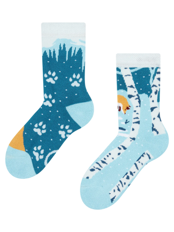 Chaussettes chaudes rigolotes pour enfants Renard en hiver